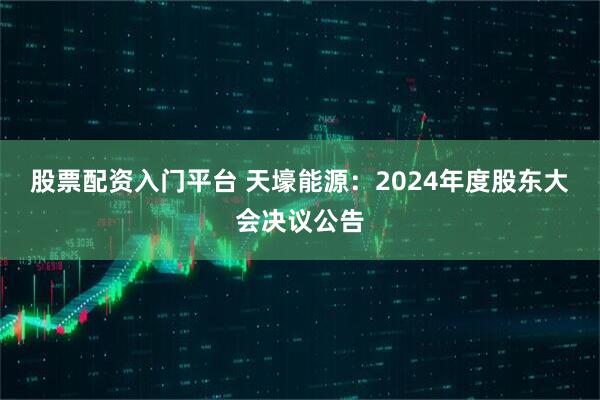 股票配资入门平台 天壕能源：2024年度股东大会决议公告